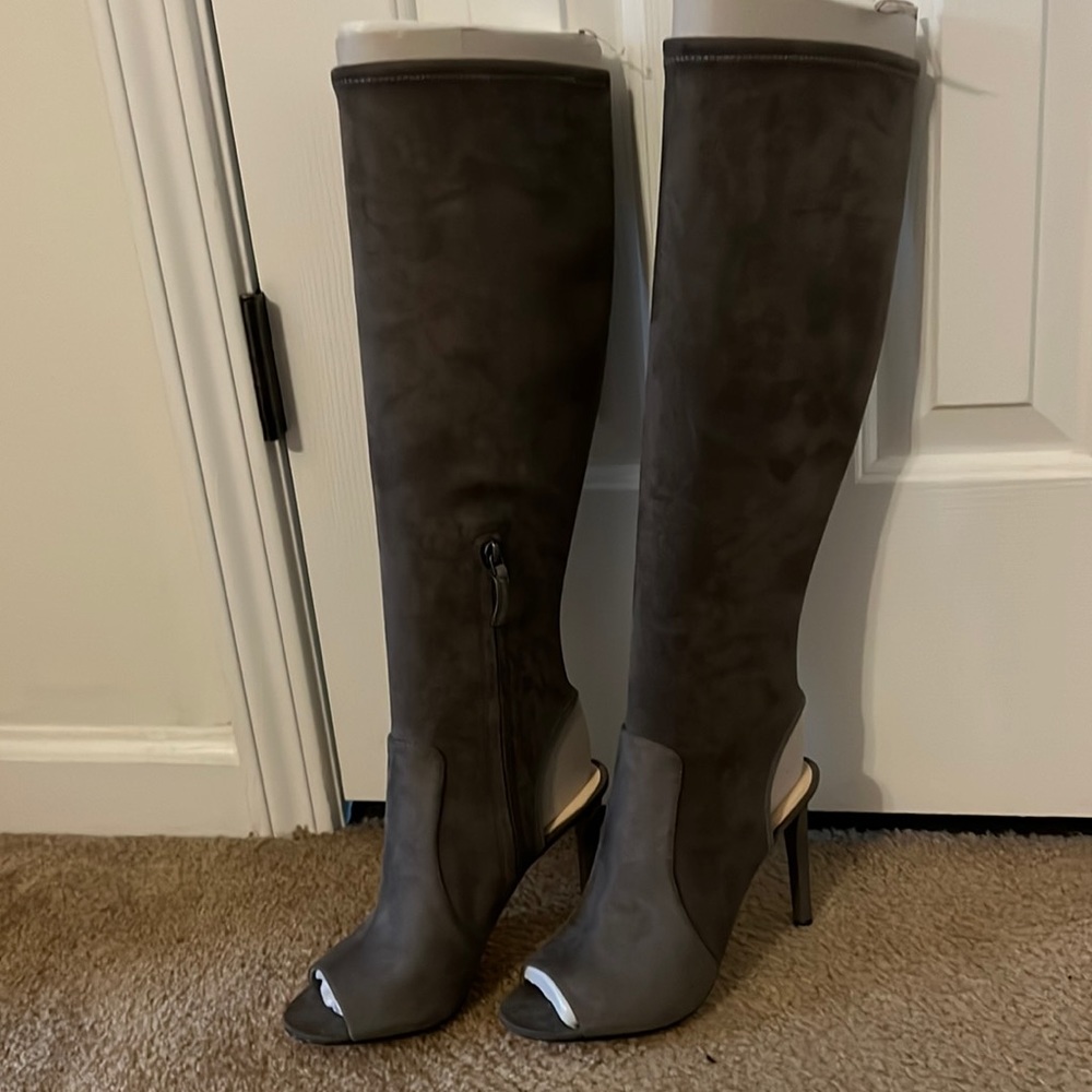 Nine West Grey Open Toe Boots - (Brand New) Size 8